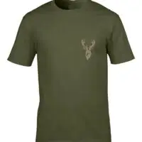 Tricou kaki cu model brodat vânătoare/pescuit